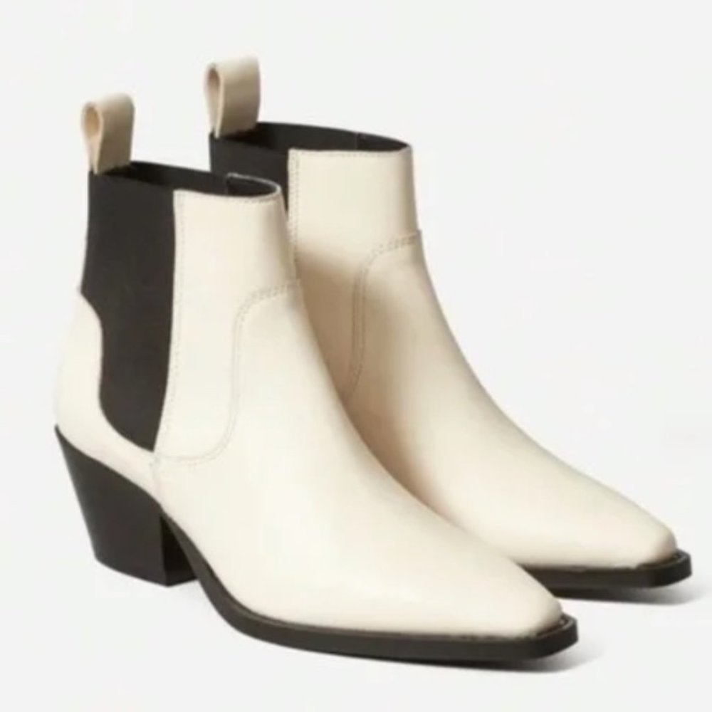 Everlane Bone White Italian Leather Booties Size 8